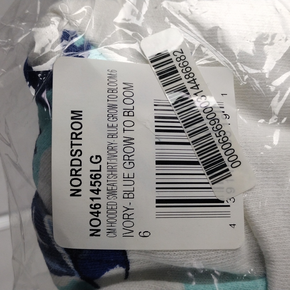 CRISTINA MARTINEZ Kids Print Cotton Hoodie Ivory Blue Grow To Bloom Size 7 NWT - Picture 4 of 6